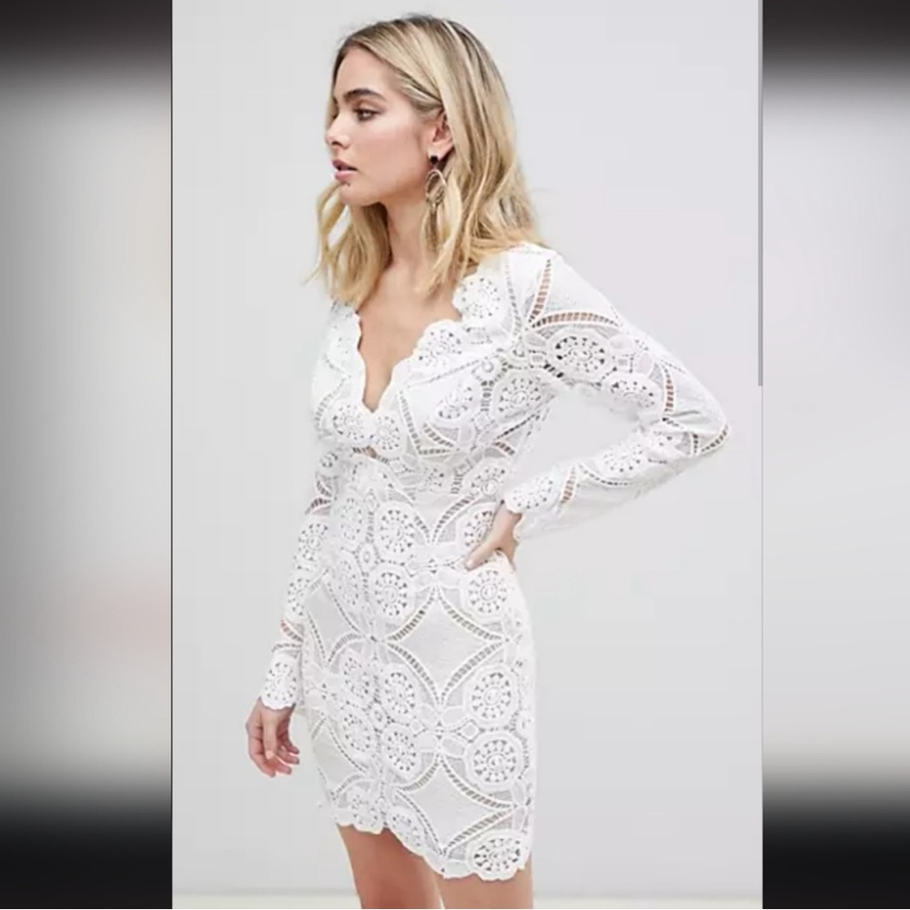 ASOS white lace midi dress